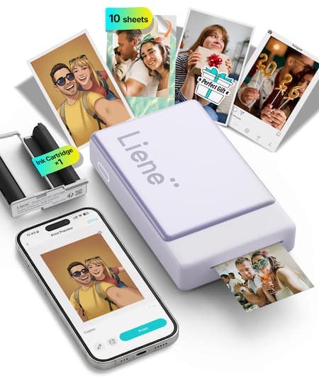 Liene Purple Pearl N200 Pro Portable Photo Printer with Supplies